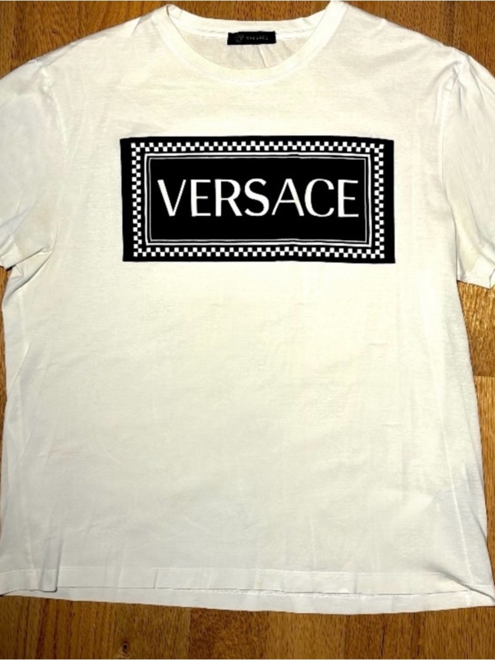 Versace White Crewneck T-Shirt with Black 90’s vintage Logo